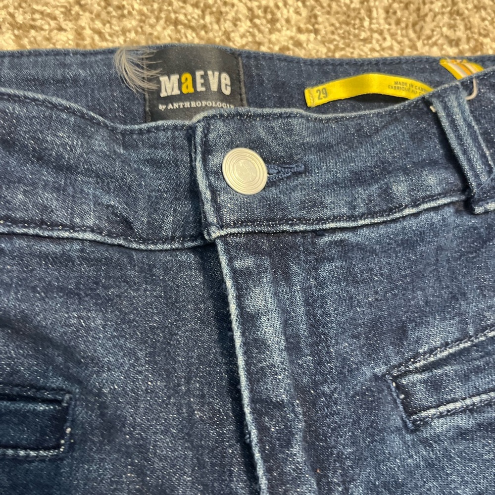 Maeve Anthropologie Jeans Sz 29 Dark Wash Straight Leg Mid Rise Denim - Picture 11 of 14